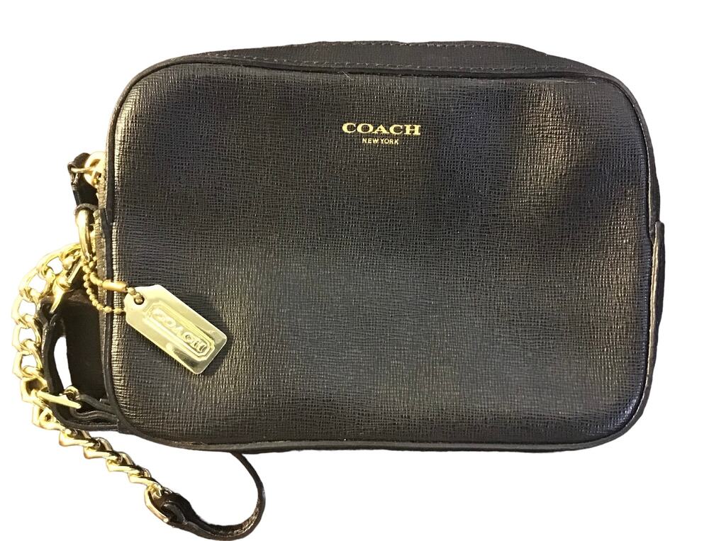 Coach Black Camera Clutch Bag with Gold Hardware Euc